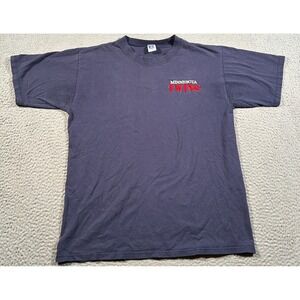 Vintage Russell Minnesota Twins Shirt‎ Mens Large Blue Pullover Tee Made In USA